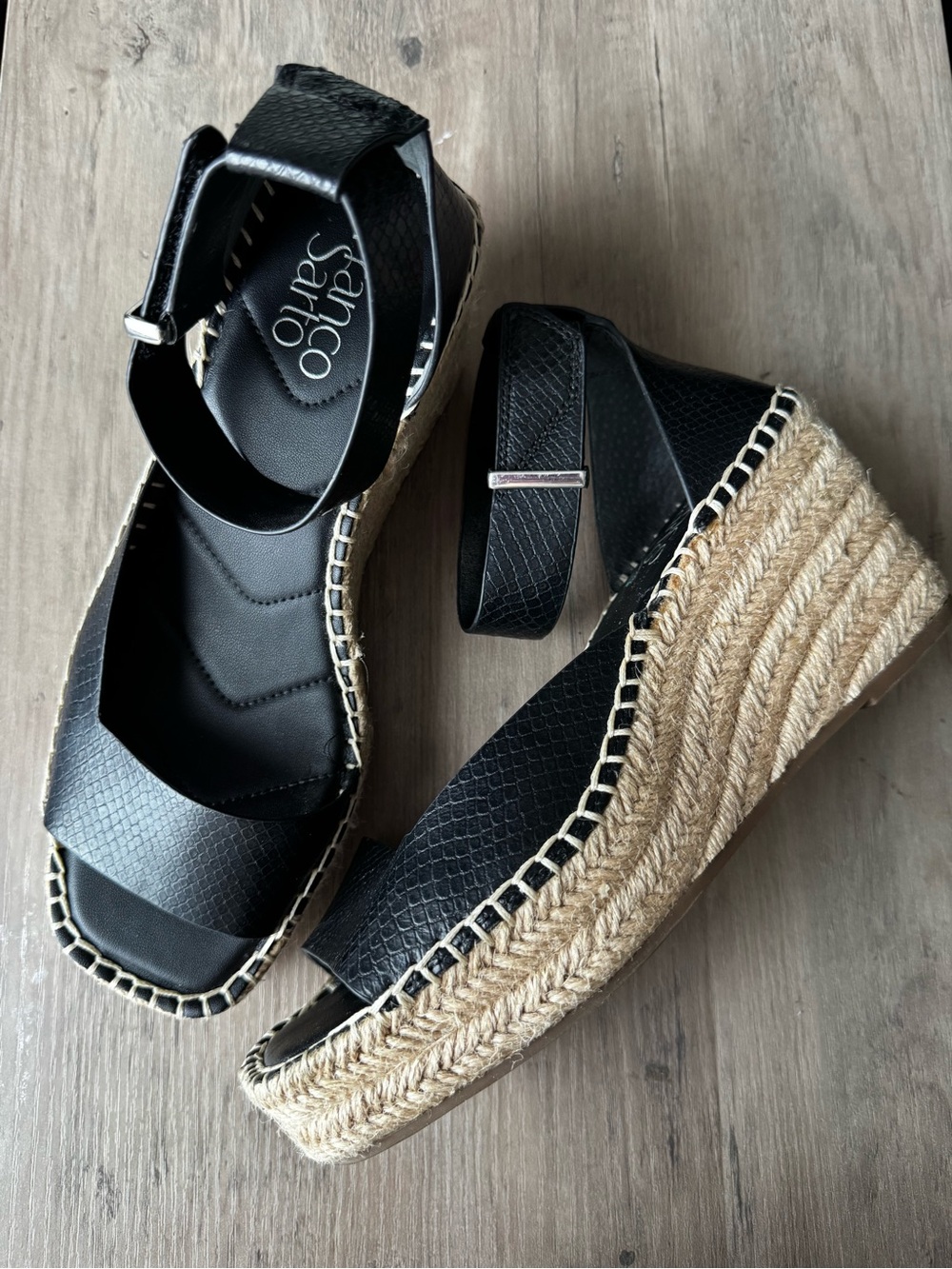 Velcro strap espadrille wedge sandals